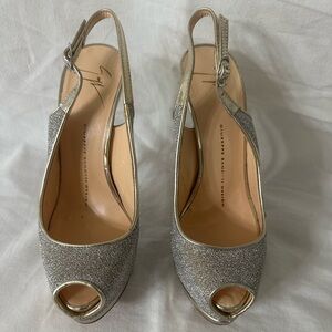 Giuseppe Zanotti Sparkling Silver Slingback Heels size 36.5